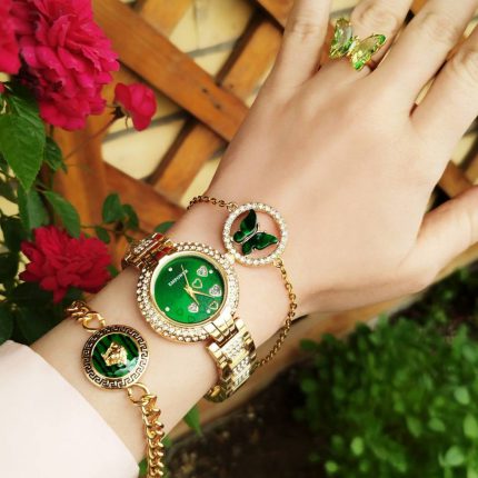 ست ساعت زنانه همراه دستبند و انگشتر