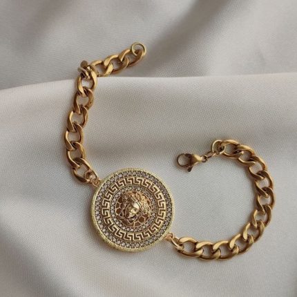 دستبند ورساچه زنانه طلایی رنگ ثابت - Versace